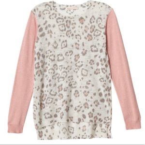 Rebecca Taylor Leopard Block Crew Neck Sweater Med